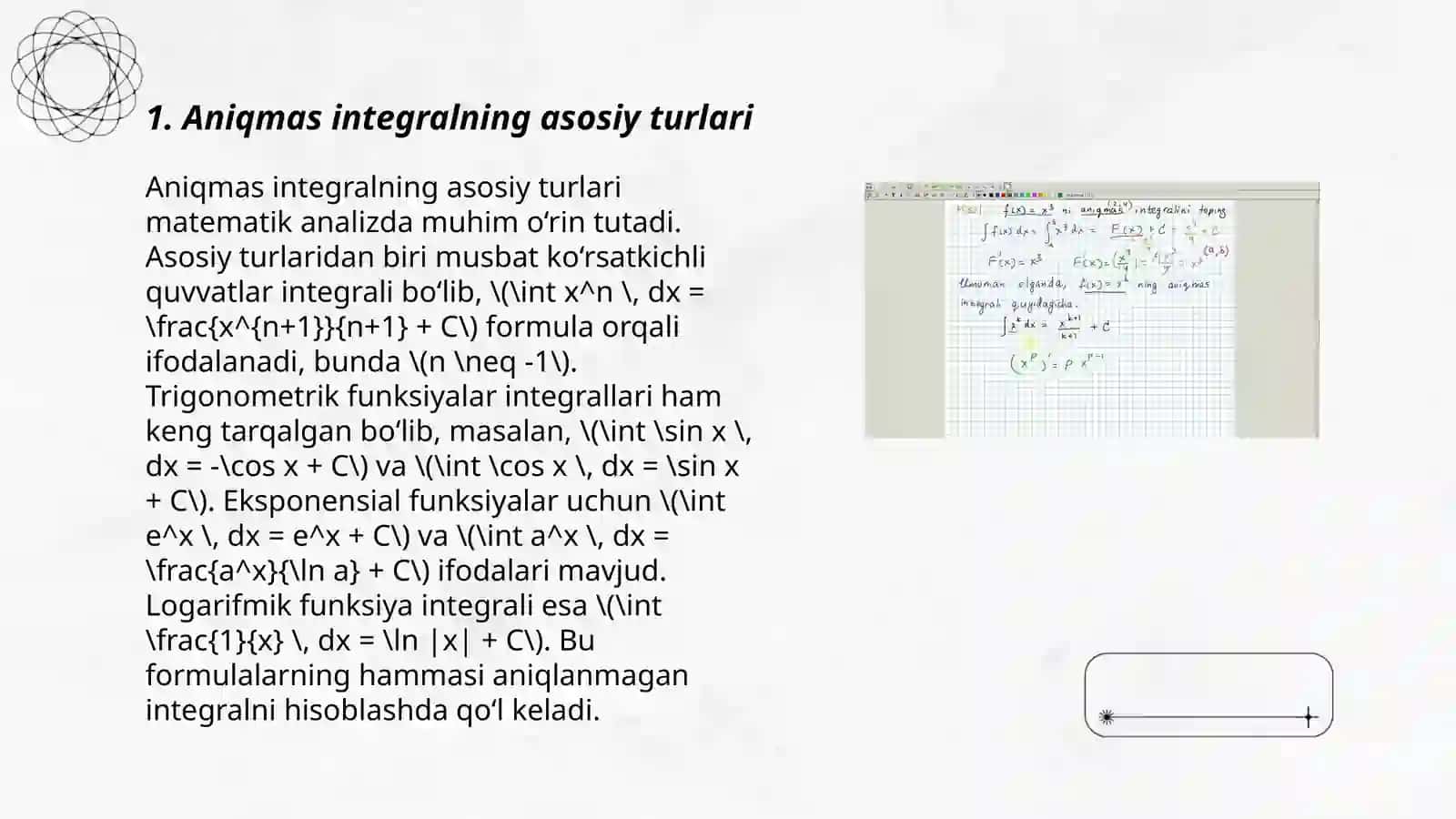 Aniqmas integralning asosiy turlari 3