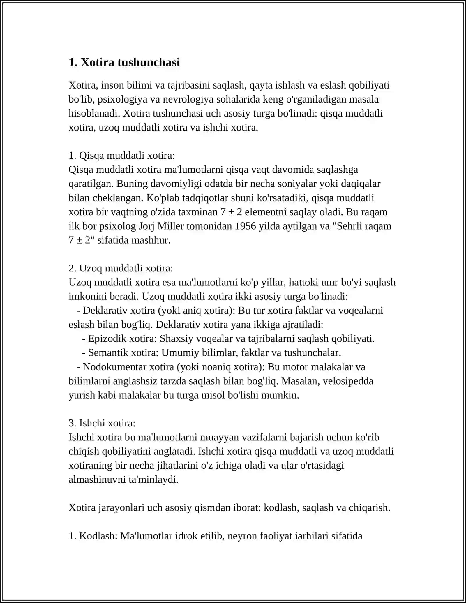 XOTIRA TURLARI VA XUSUSIYATLARI 3