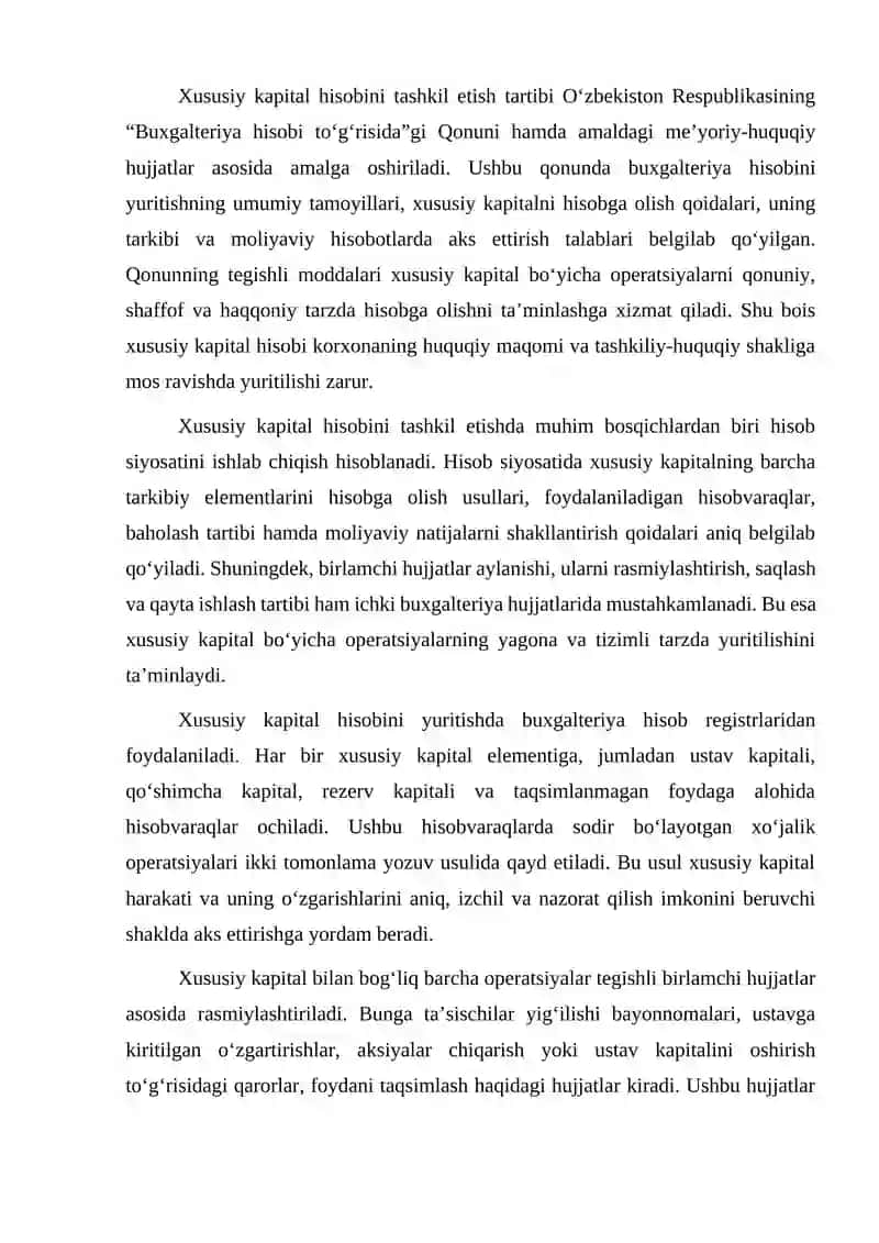 Xususiy kapital hisobini tashkil etish va uning vazifalari 3