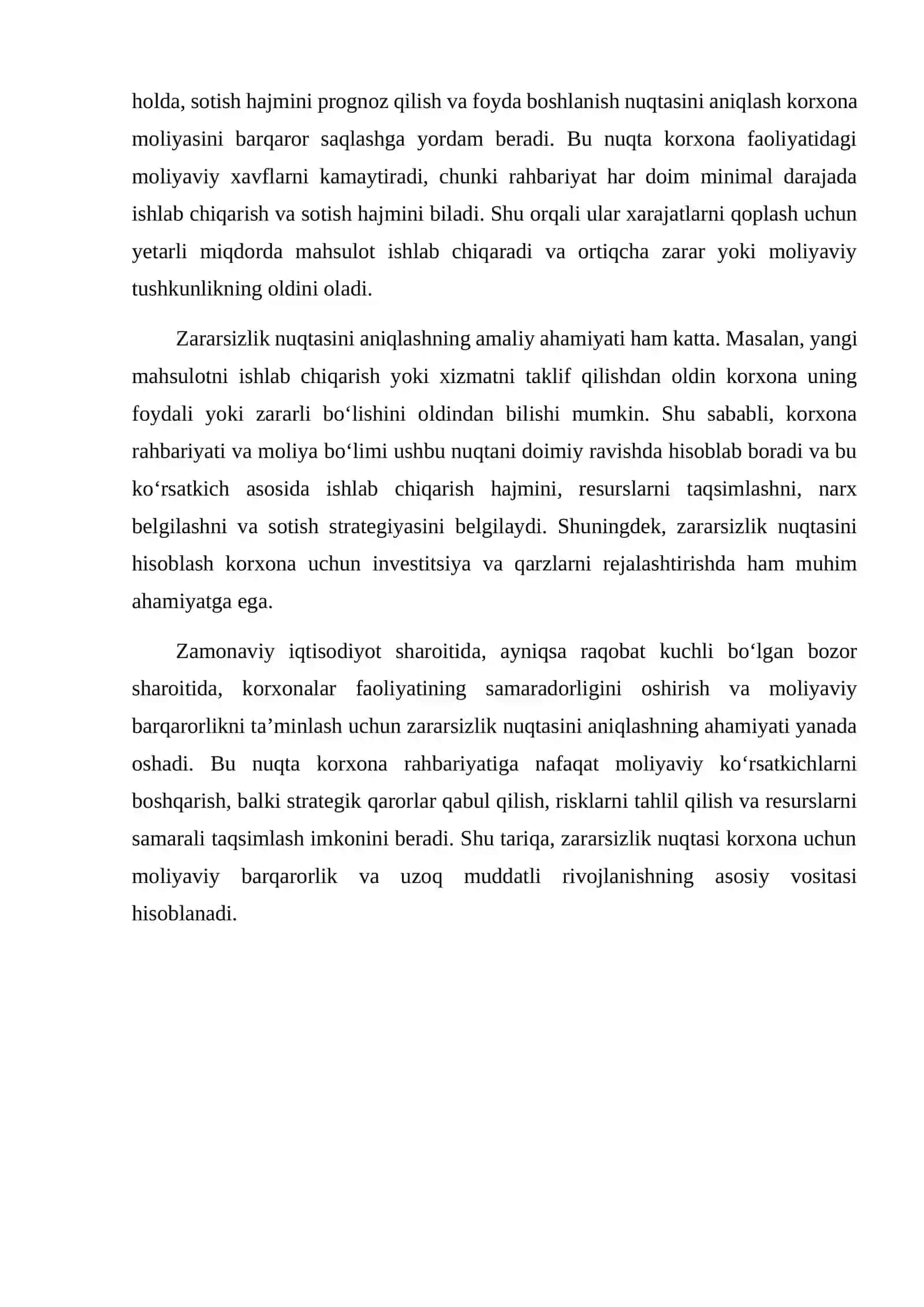 Zararsizlik nuqtasini aniqlash 3