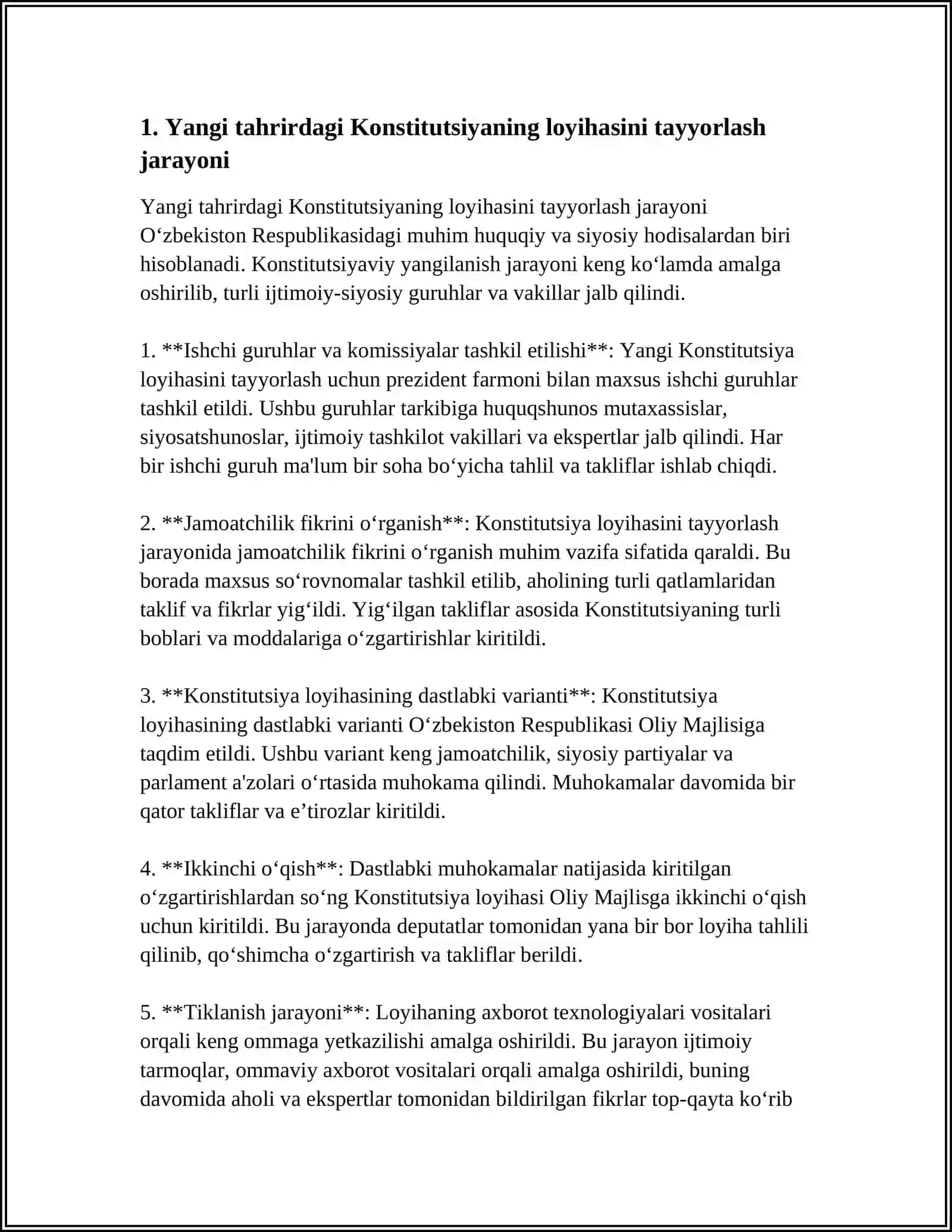 YANGI TAHRIRDAGI KONSTITUTSIYANING QABUL QILINISH BOSQICHLARI VA ZARURATI 3