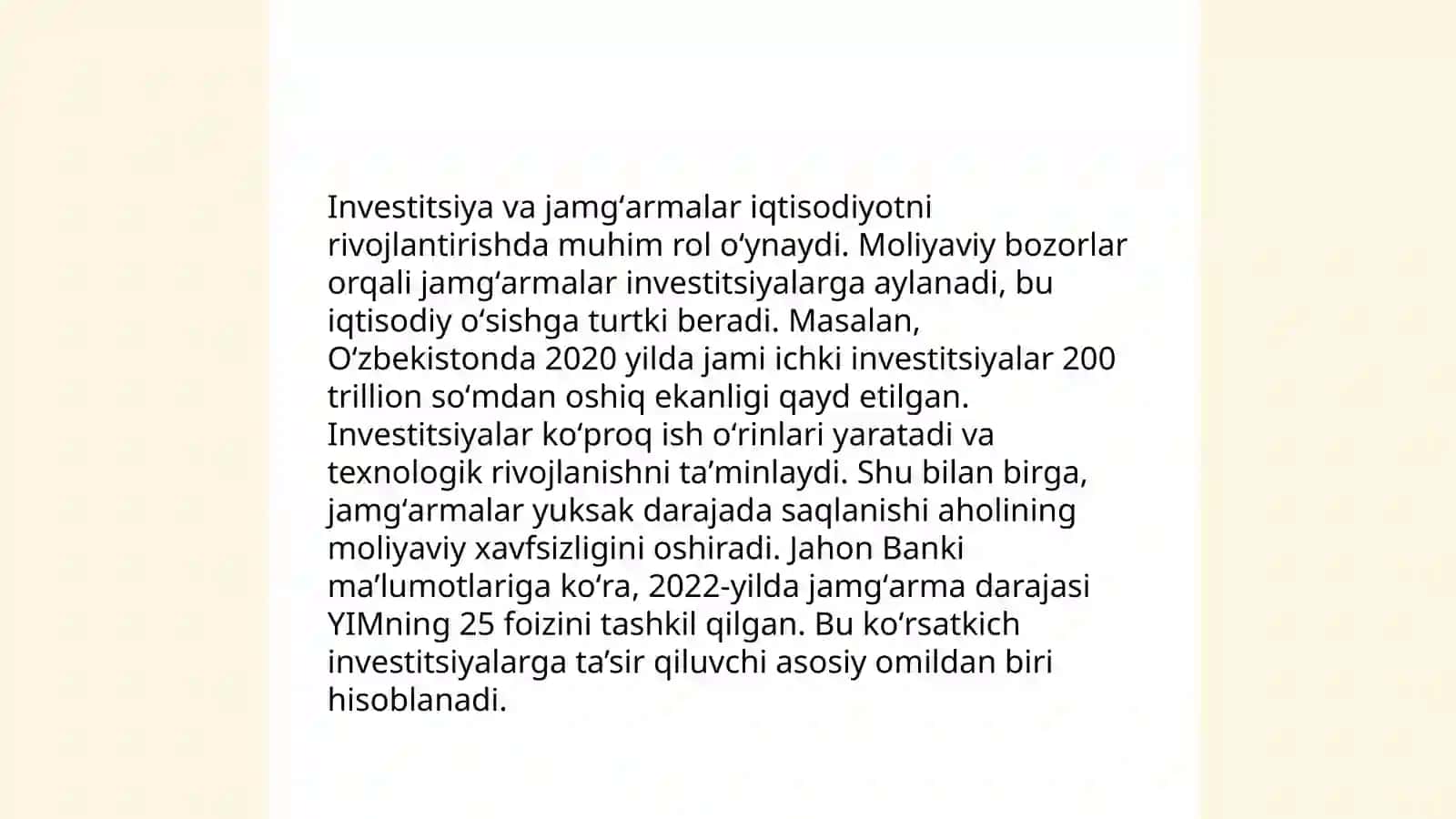 Investitsiya va jamgʻarma oʻrtasidagi bogʻliqlik 3