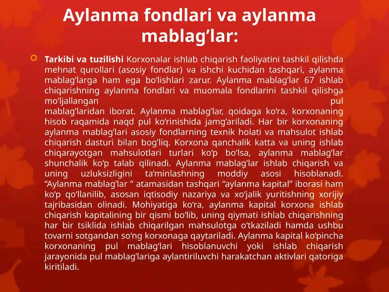 Aylanma Mablag'lari 3