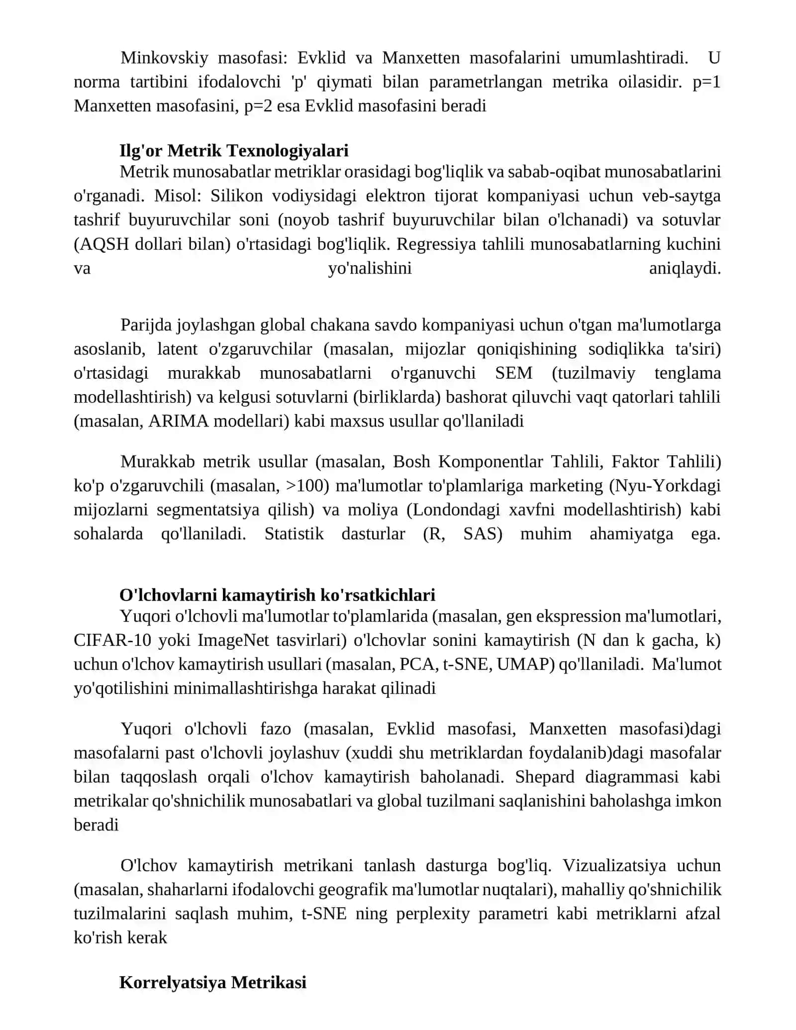 Metrik munosabatlar 3