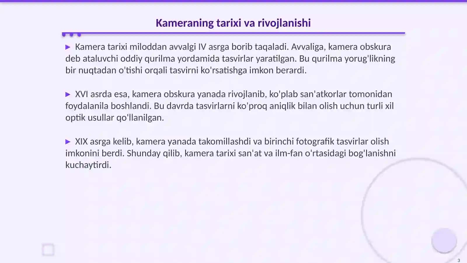 Kamera qachon paydo boʻlgan va kim tomonidan 3
