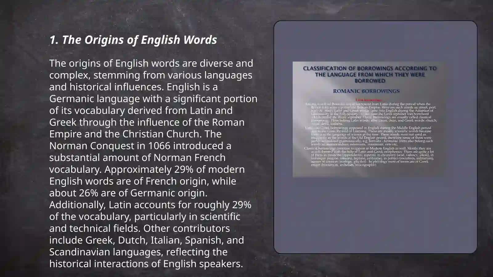 Etymology. English proper words and borrowings 3