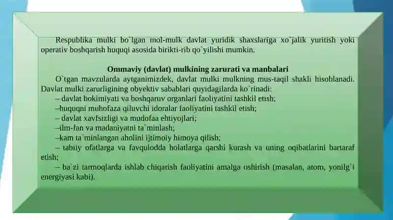OMMAVIY (DAVLAT) MULK HUQUQI 3