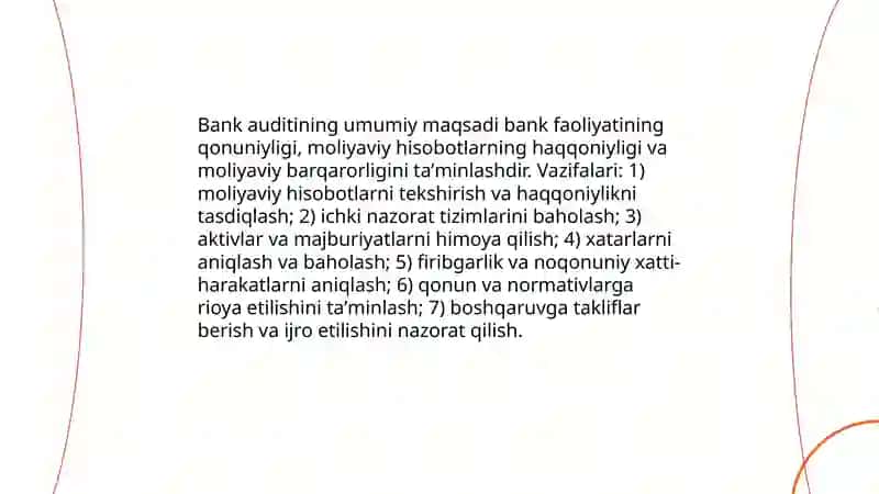 Bank auditining maqsadi va vazifalari 3