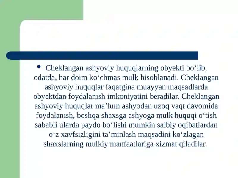 Cheklangan ashyoviy huquqlar 3