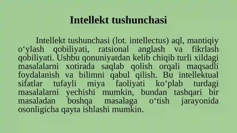 MA’RUZA: INTELEKTUAL MASALALAR 3