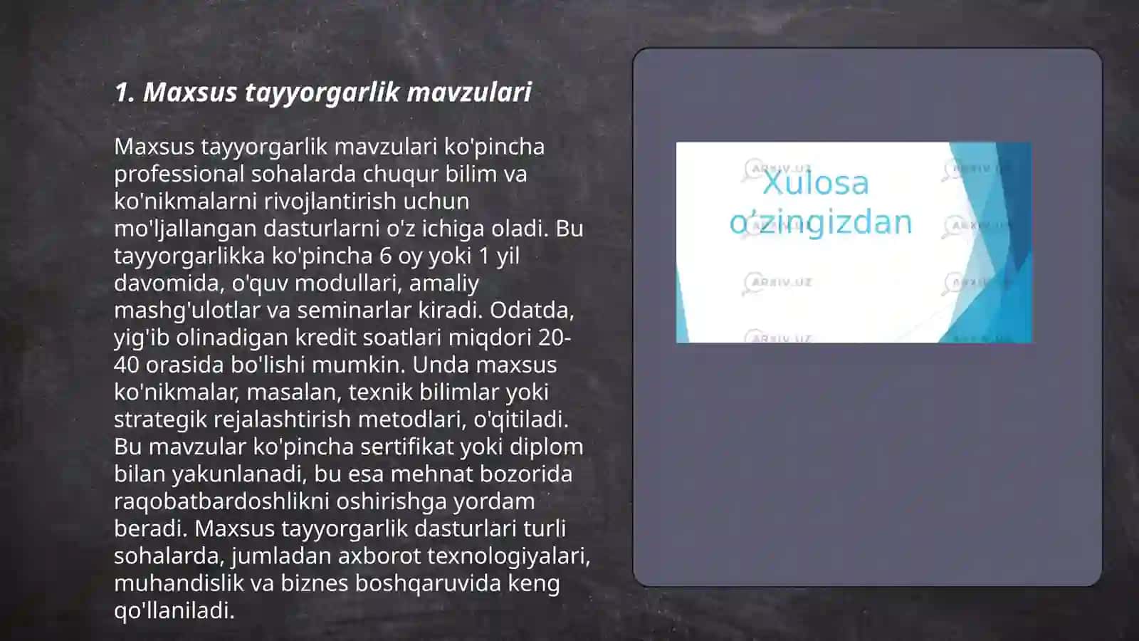 Maxsus tayyorgarlik mavzulari 3