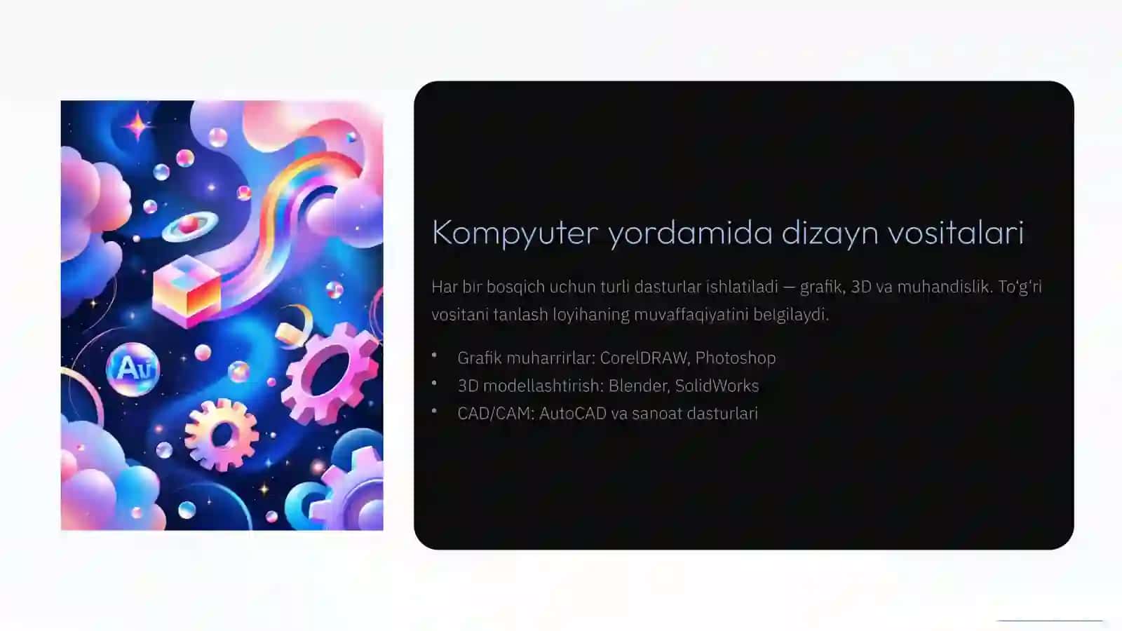 Kompyuter yordamida dizayn yaratish va ishlab chiqarish 3