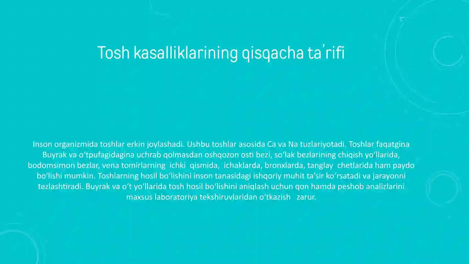 Tosh kasalliklarining kimyoviy asoslari 3