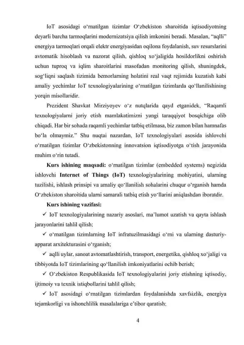 O‘RNATILGAN TIZIMLARDA IOT (INTERNET OF THINGS) QO‘LLANISHLARI 3