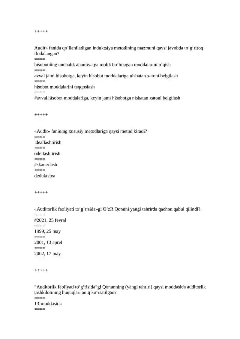 Audit testlar to`liq javoblari bilan. 3