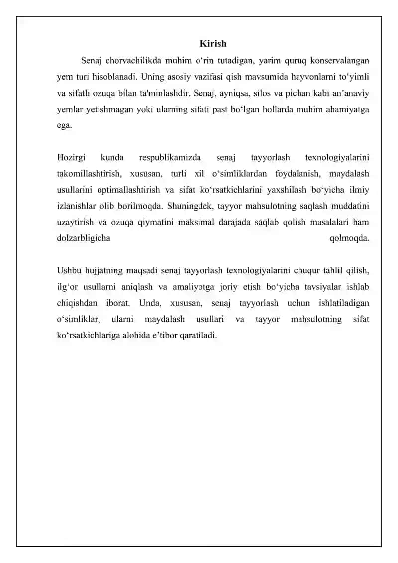 Senaj tayyorlash texnalogiyasi 3