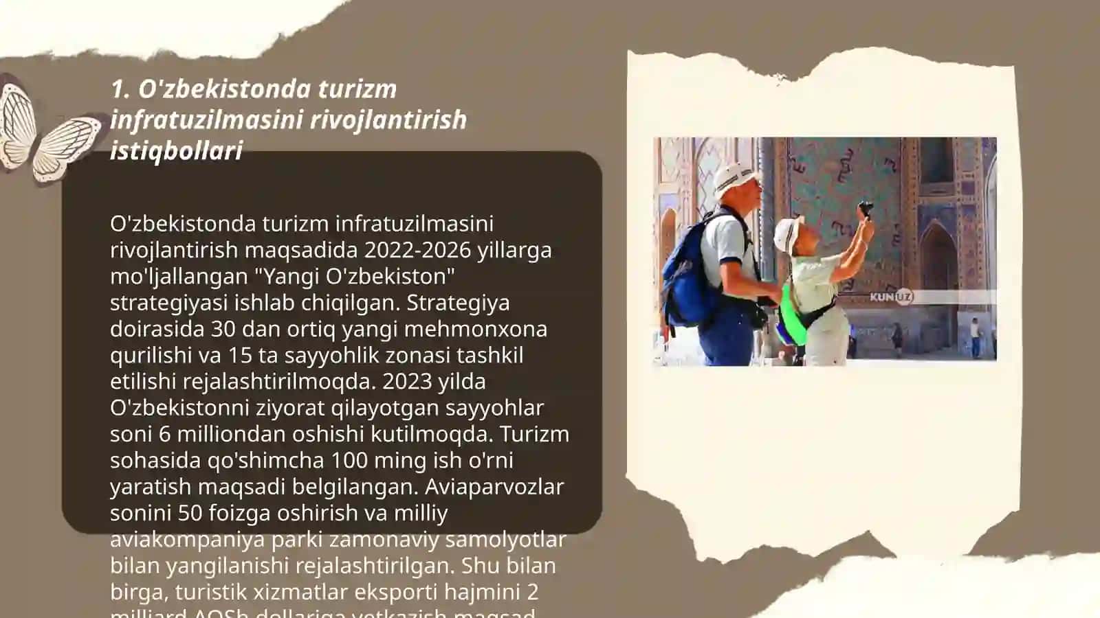 O'zbekistonning turizm sohasidagi istiqbollari 3