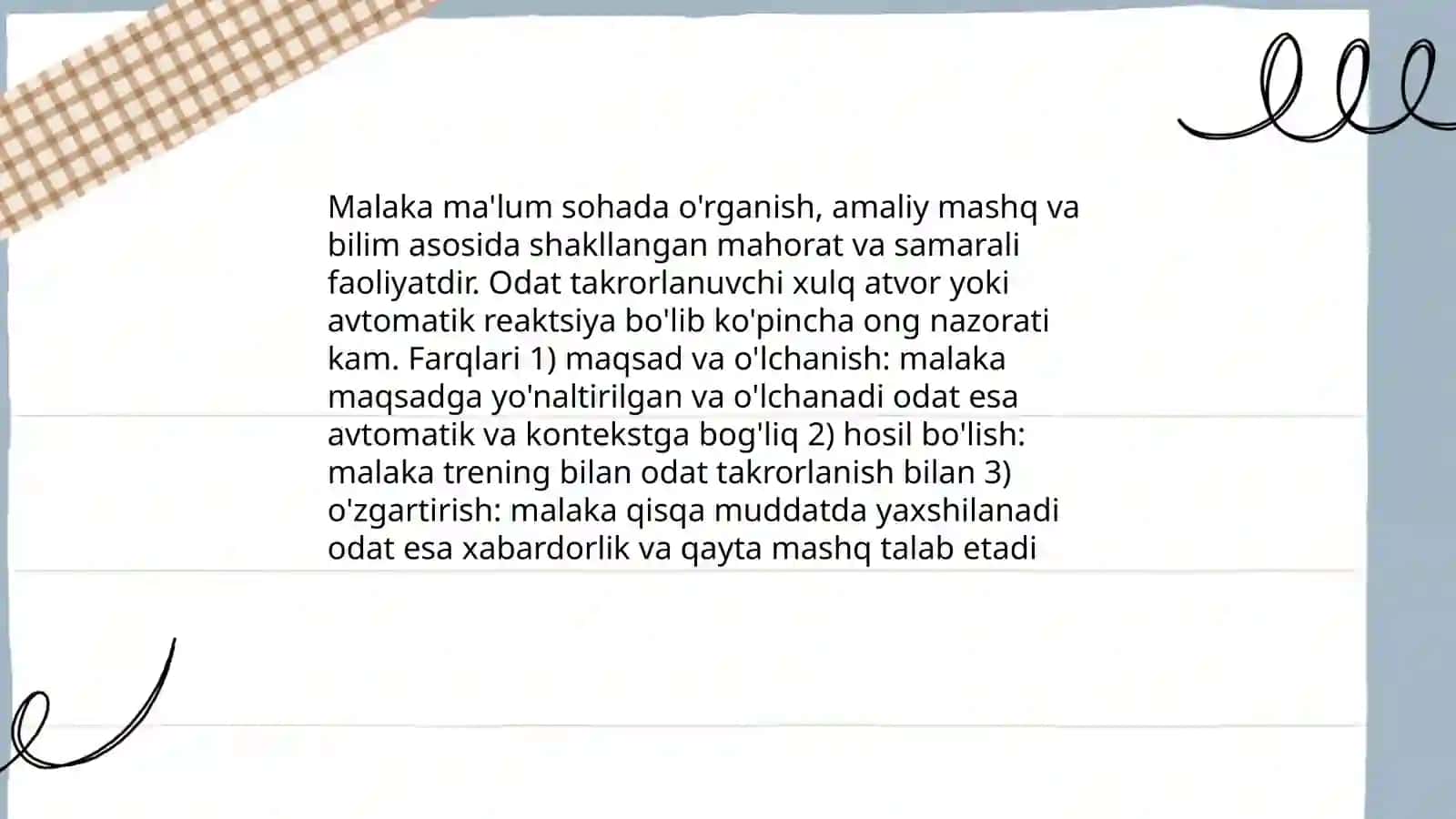 Shaxsning malaka va odatlari 3