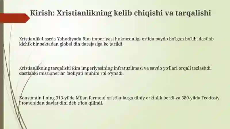 Xiristinlikning dini tarixi va asosiy g'oyalari 3