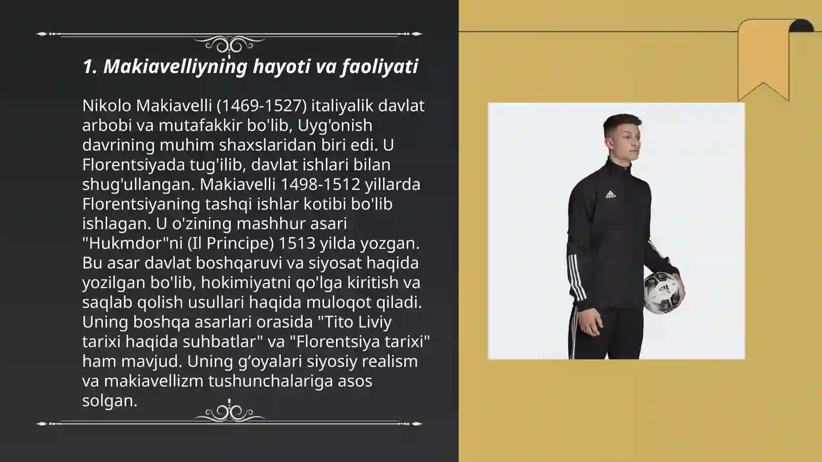Makiavellining "Xukmdor"asari boʻyicha taqdimot 3