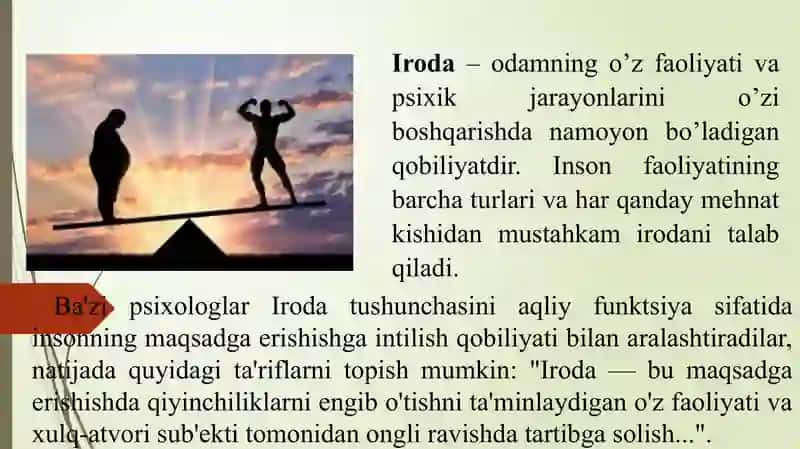 Bilish jarayonlari diagnostikasi. Iroda 3