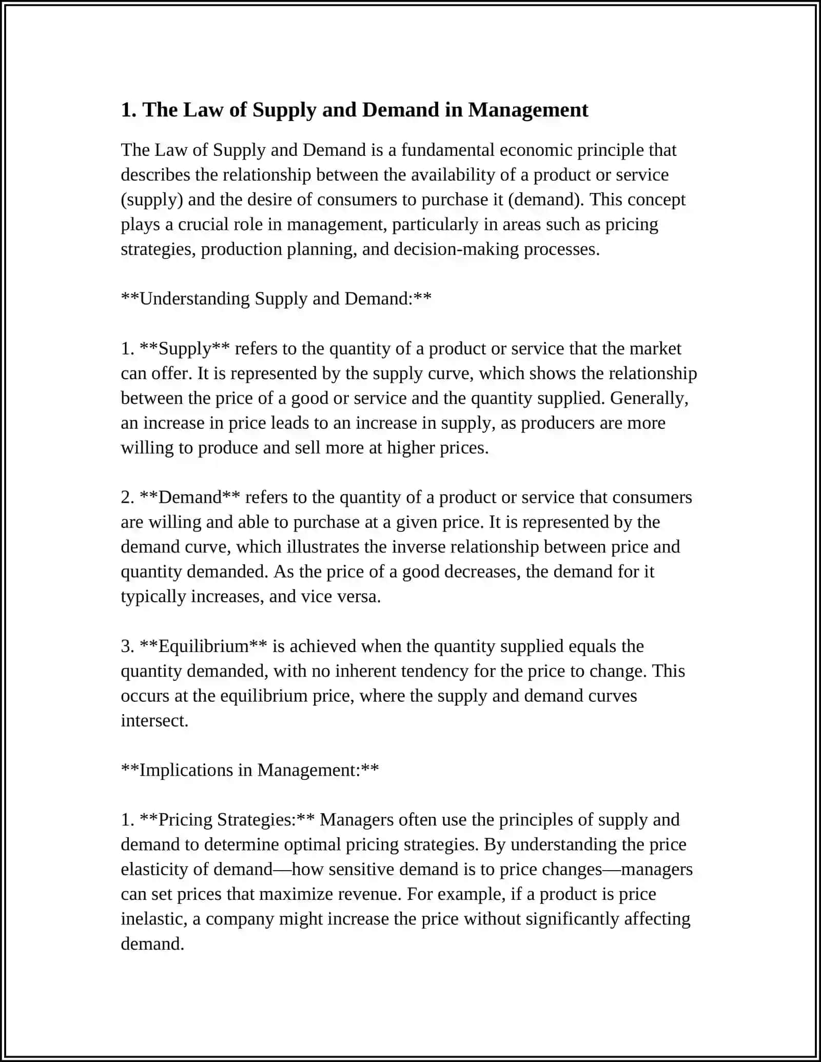 The Law of Supply and Demand in Management 3