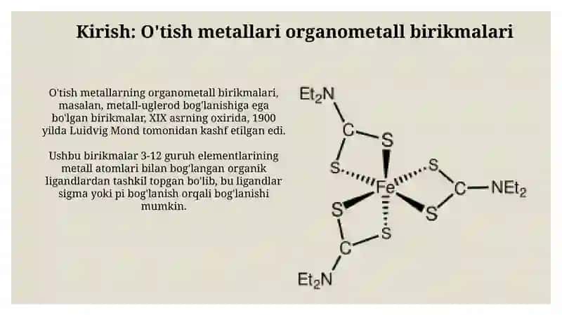 O'tish Metallari Organometall Birikmalari 3