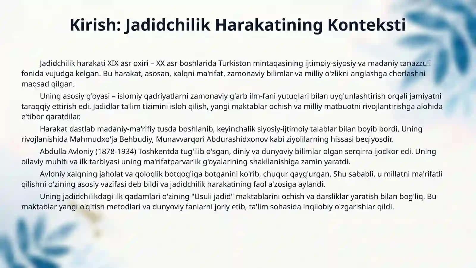 Abdulla Avloniy Jadidchilik harakatlari 3