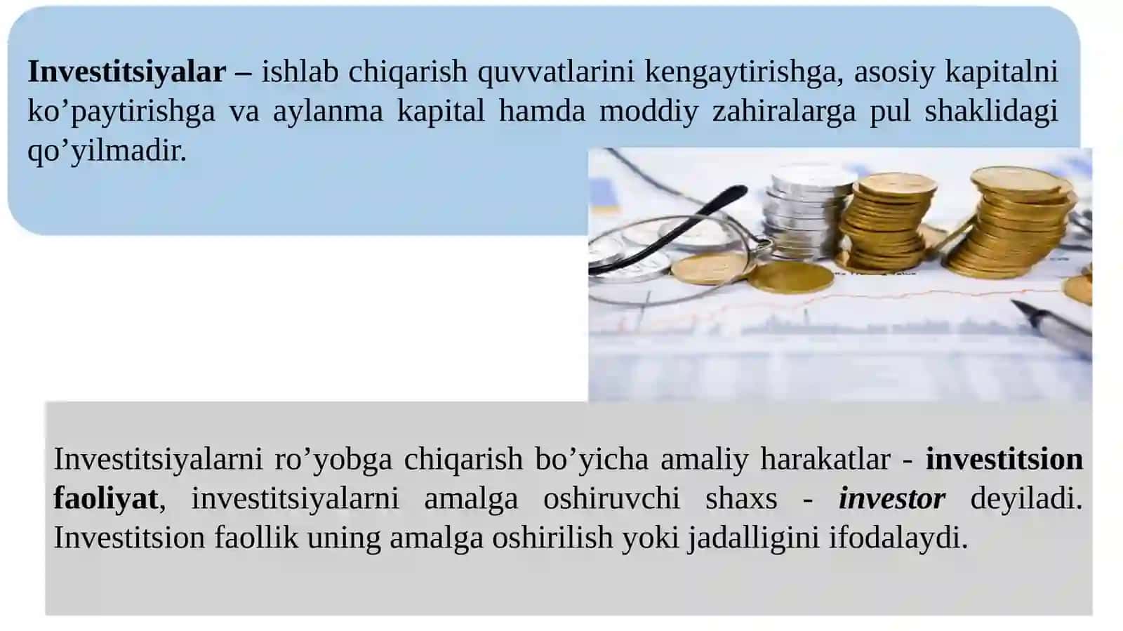 Investitsiyaning mohiyati va turlari 3