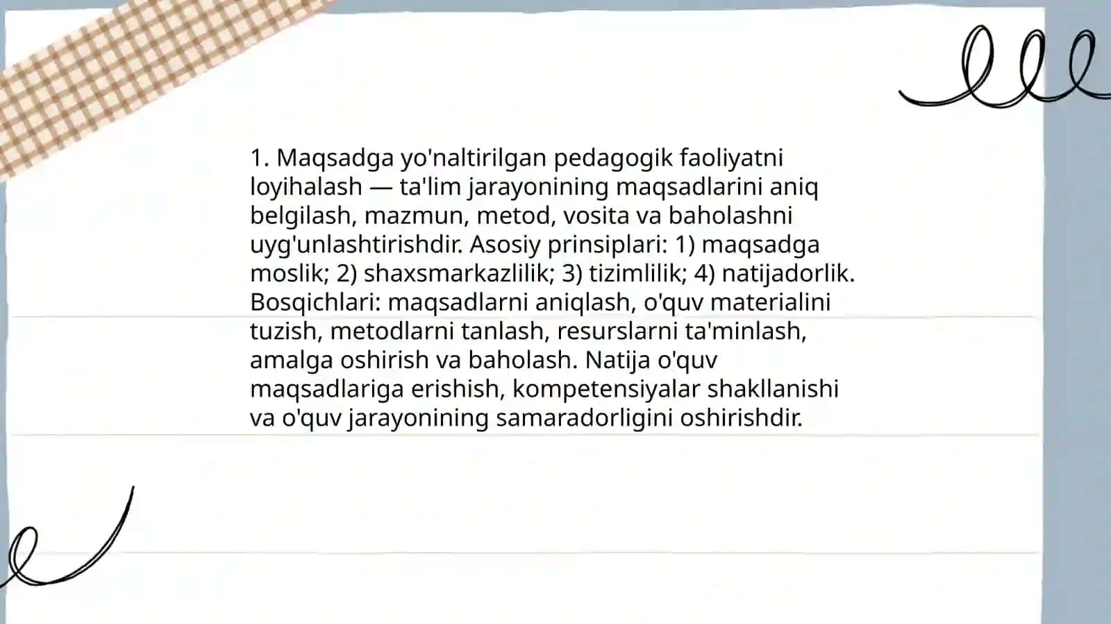 Pedagogik faoliyatni loyihalashtirish turlari 3