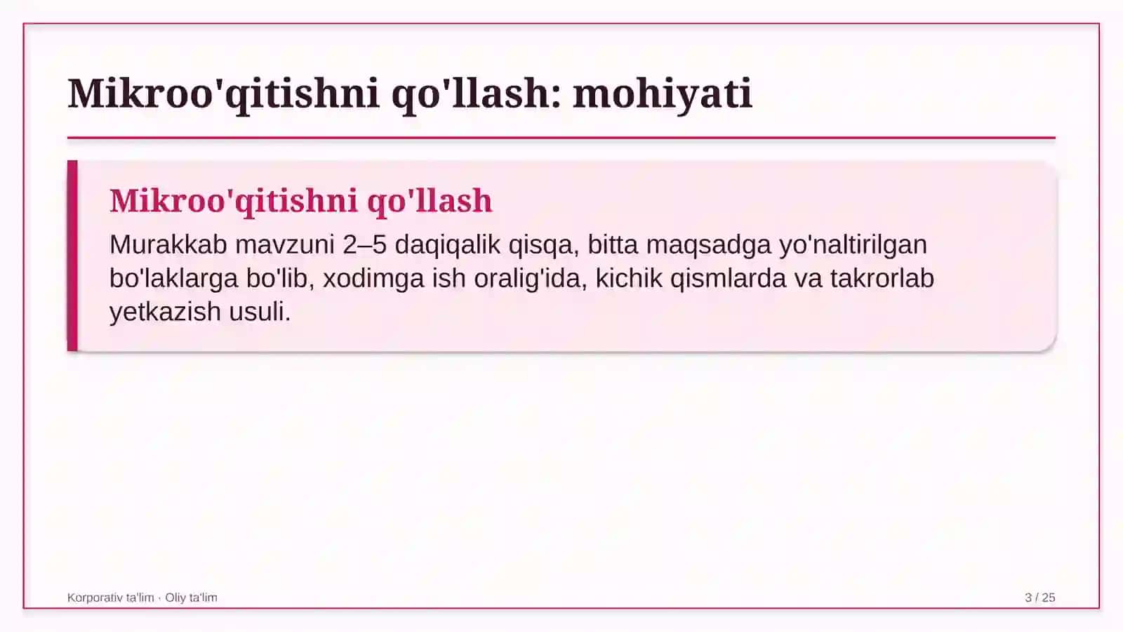 Kanselyariya do'konlarida mikroo'qitish usulini qo'llash 3
