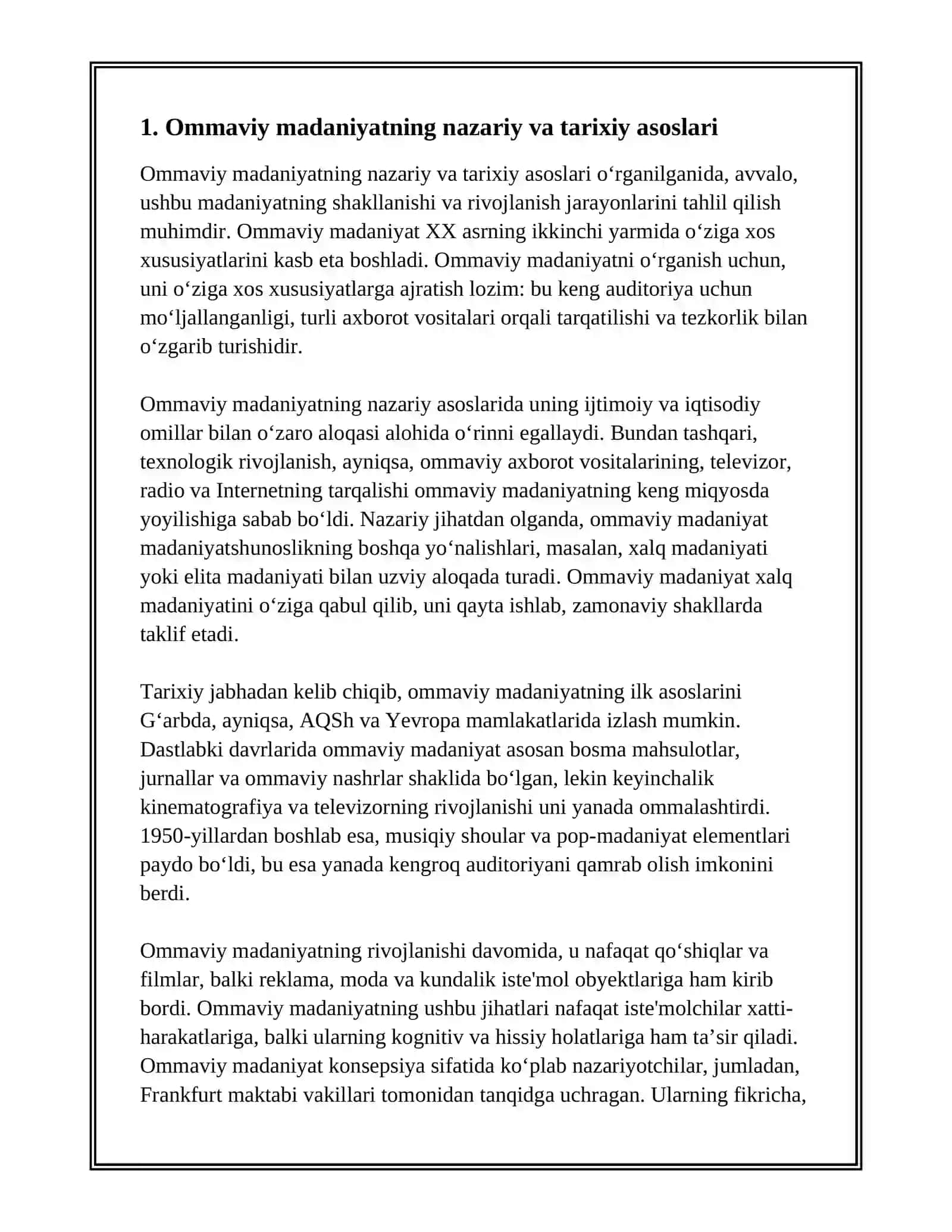 Ommaviy Madaniyatning Shakllanish Tarixi Va Uning Turlari 3