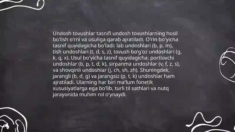 Undoshlar tasnifi 3