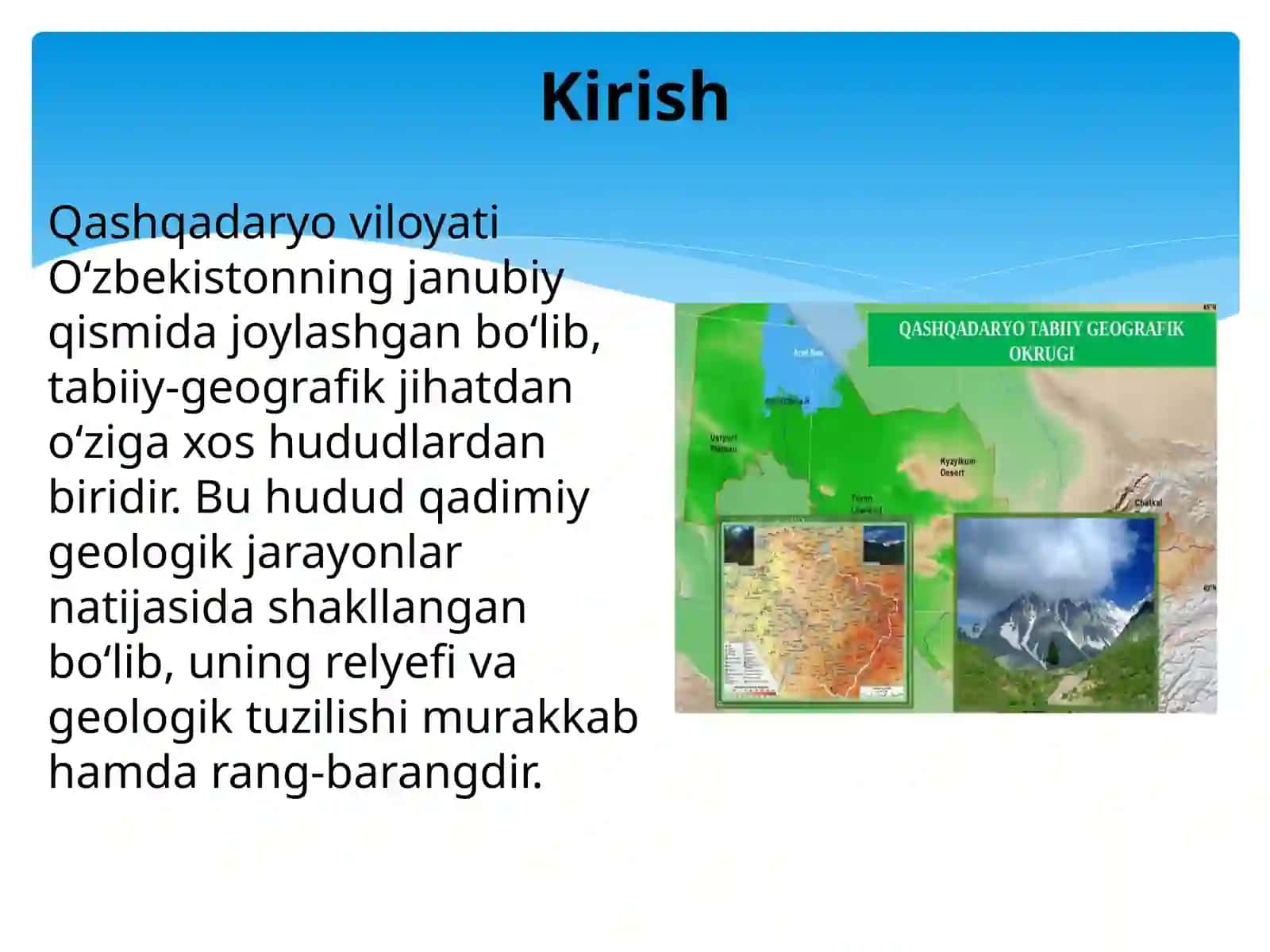 OʻZBEKISTON GEOGRAFIYA FANIDAN TAYORLAGAN KURS ISHI TAQDIMOTI 3