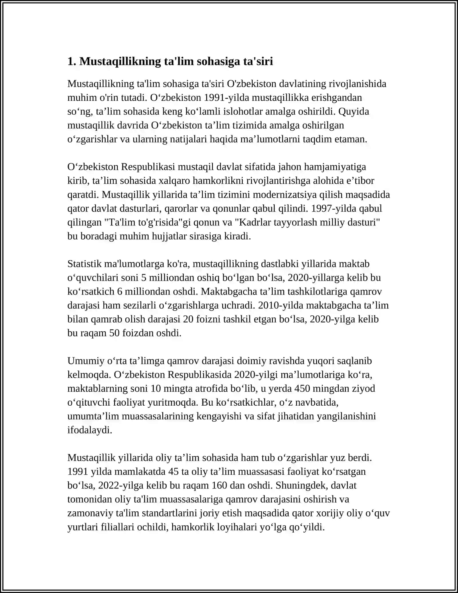 OʻZBEKISTON MUSTAQILLIGI VA TAʼLIM TARBIYAGA YANGICHA YONDASHUV 3