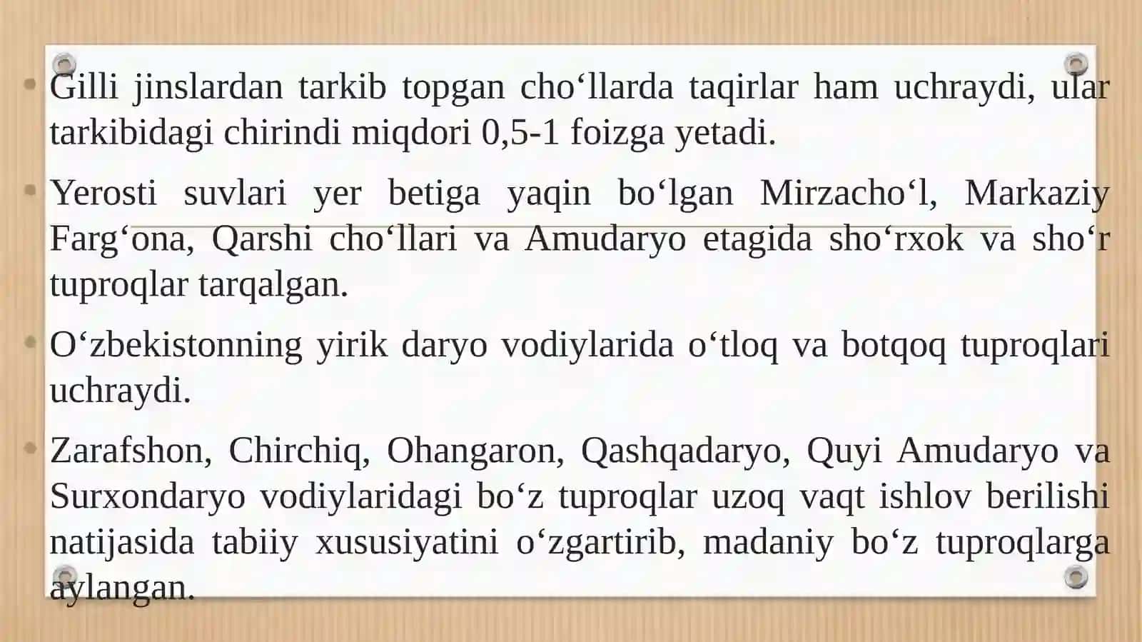 O‘zbekistonning yer resurslari. Lalmi va yaylov tuproqlar 3