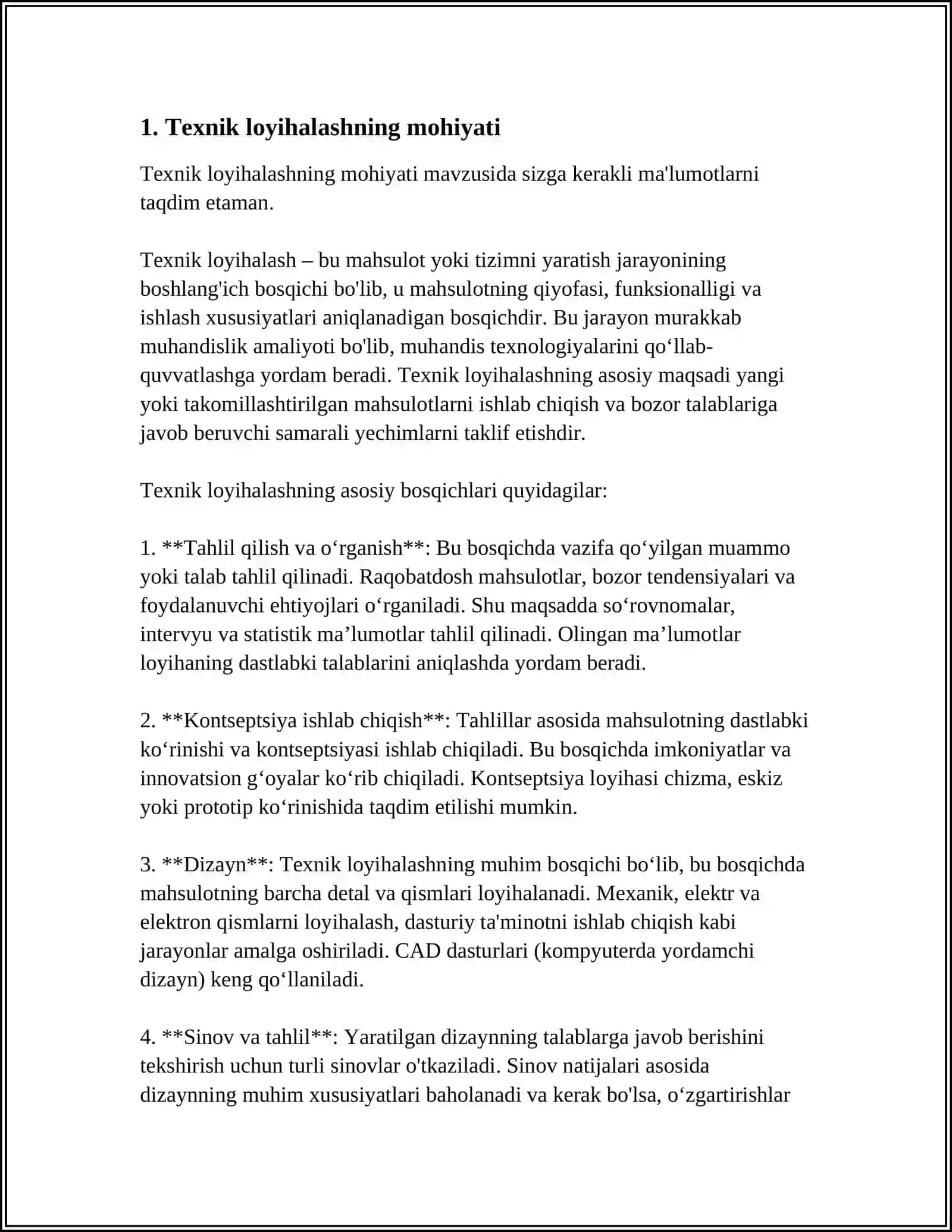 TEXNIK LOYIXALASH ISHLARINING MAZMUNI 3