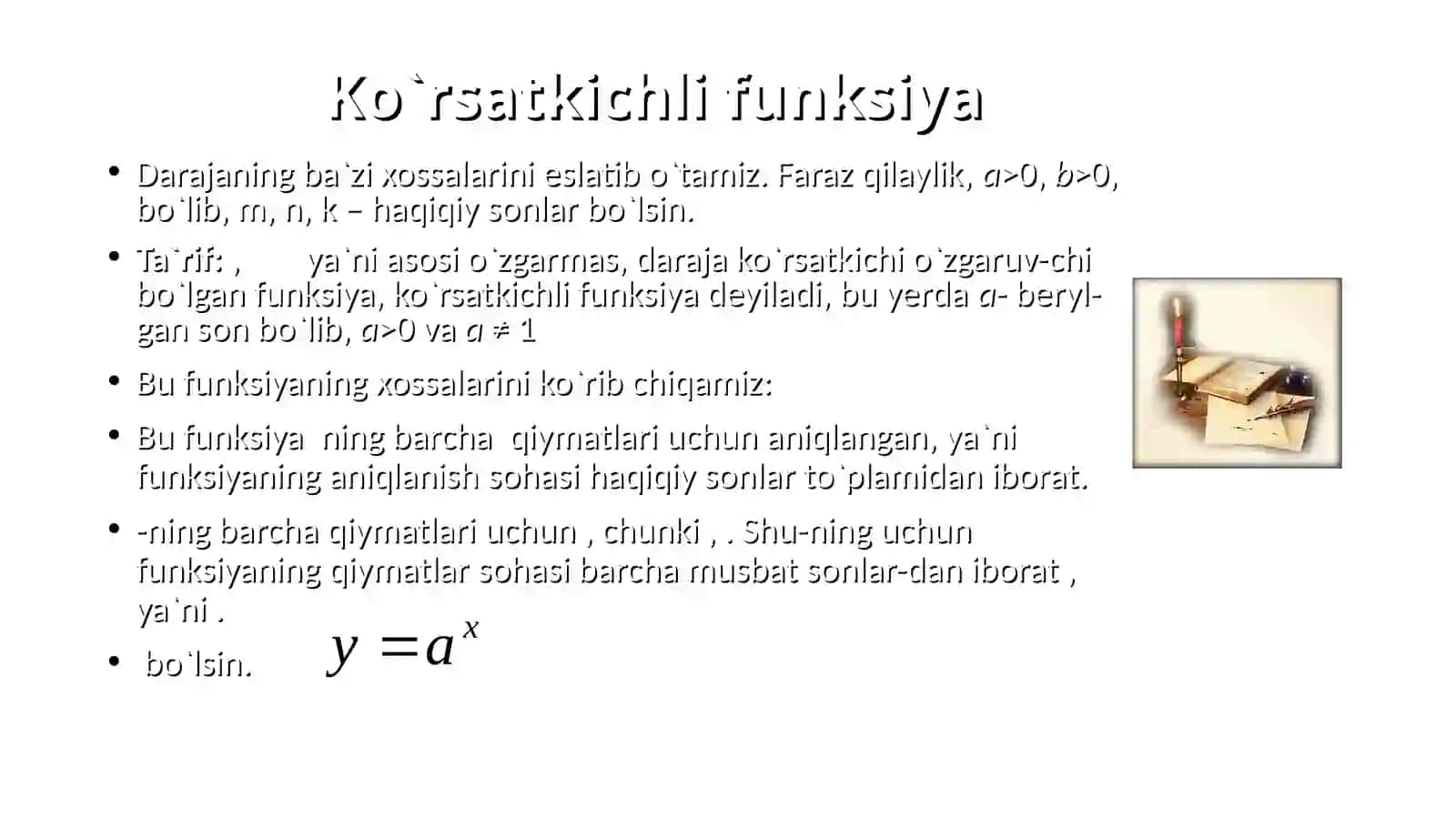KO`RSATKICHLI TENGLAMALAR 3