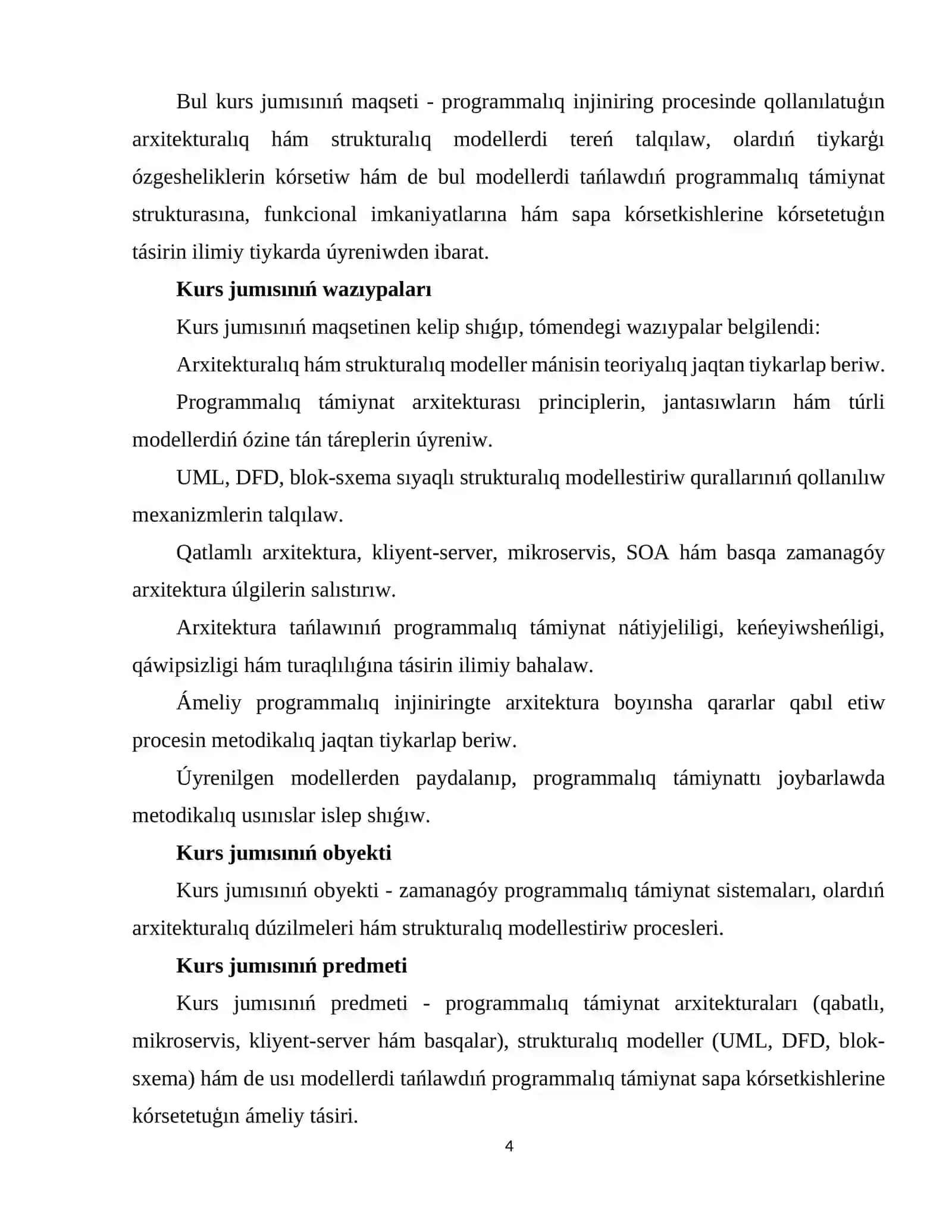 Programmalıq injiniringte arxitektura hám strukturalar 3