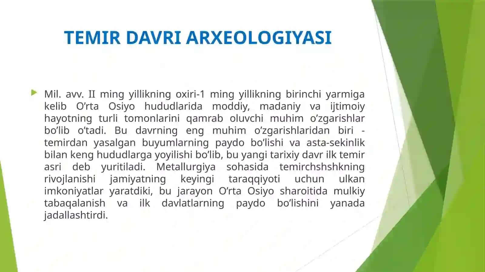 TEMIR DAVRI ARXEOLOGIYASI 3