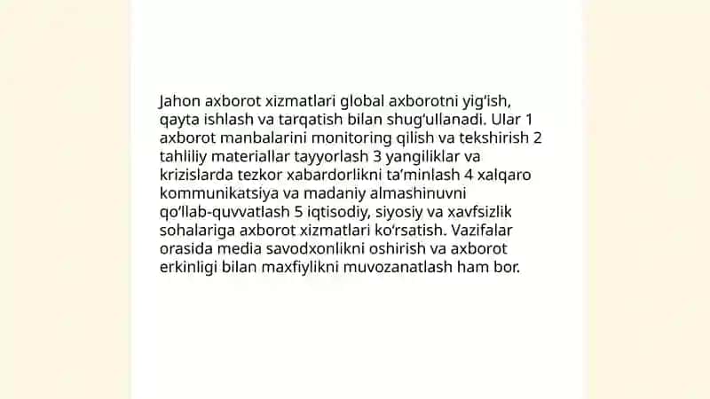 Jahon axborot xizmatlari: asosiy tushunchalar 3