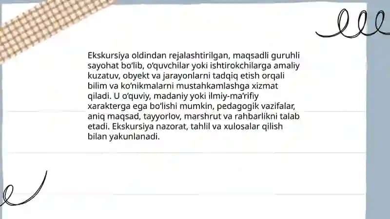 Ekskursiya haqida tushuncha 3