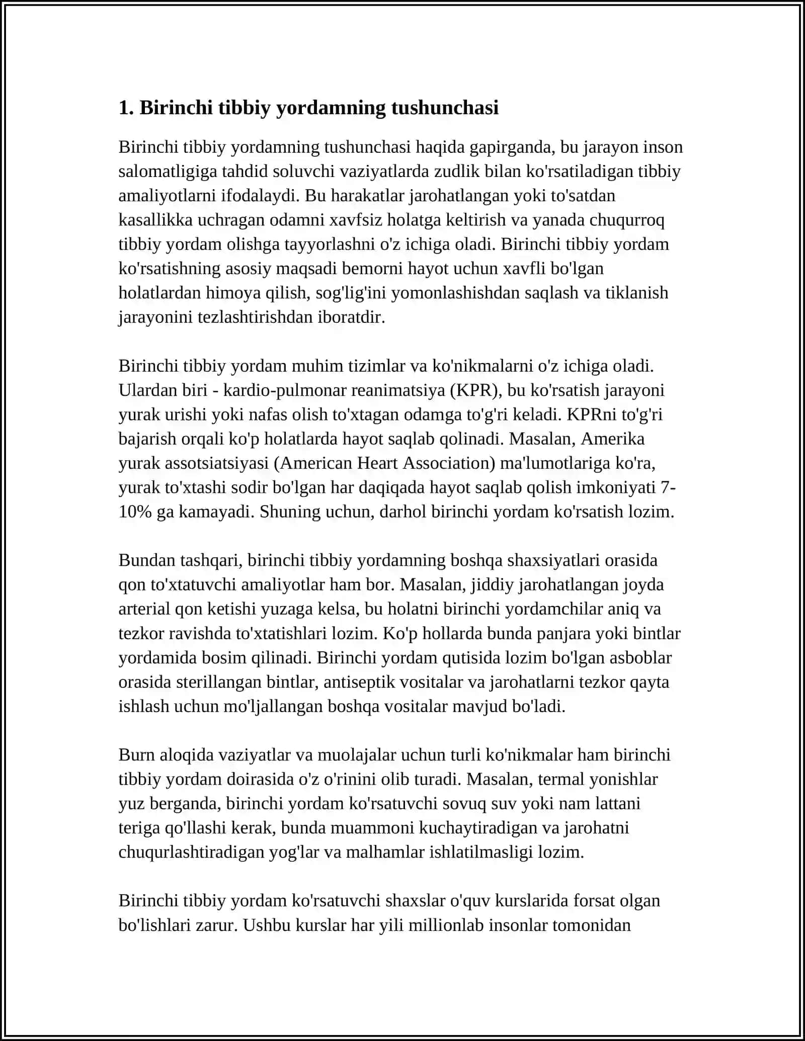 BIRINCHI TIBBIY YORDAM MAVZUSIDA 3