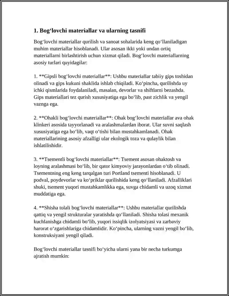 BOGʻLOVCHI MATERIALLAR TEXNOLOGIYASI 3