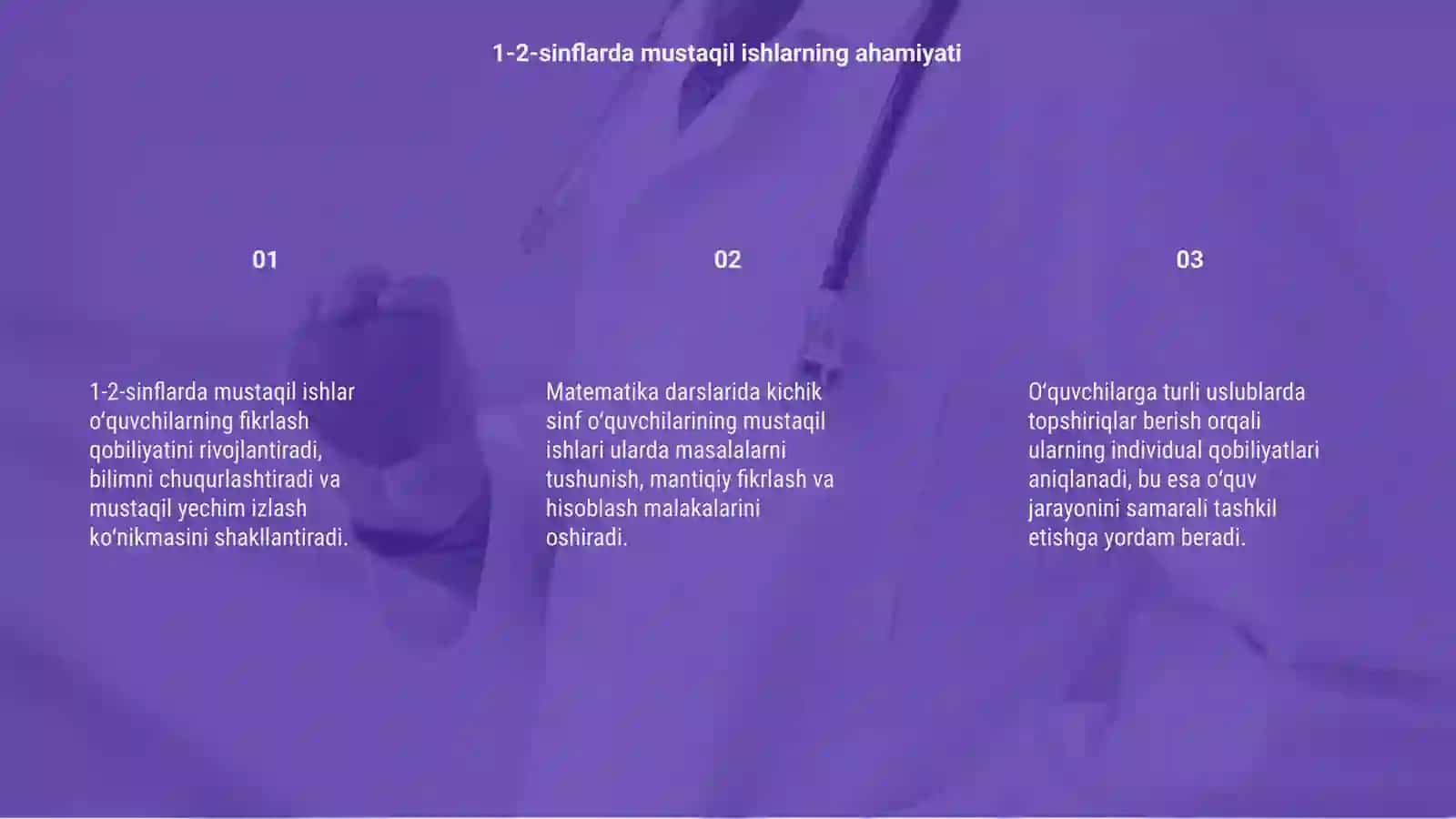 Sinflarda matematikadan mustaqil ishlar 3