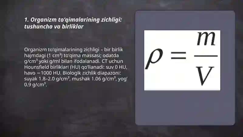 Organizm toʻqimalarining zichligini aniqlash 3