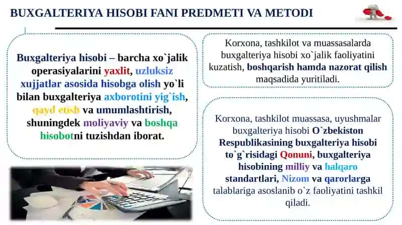 Buxgalteriya hisobining predmeti va metodining elemenlari. 3