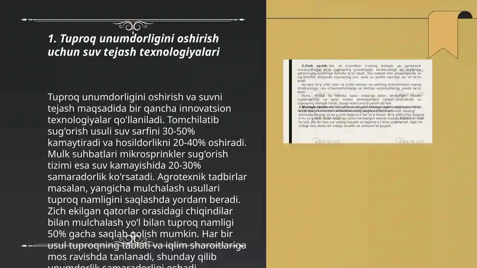 Tuproq unumdorligini oshirish uchun suv tejash texnologiyalari 3