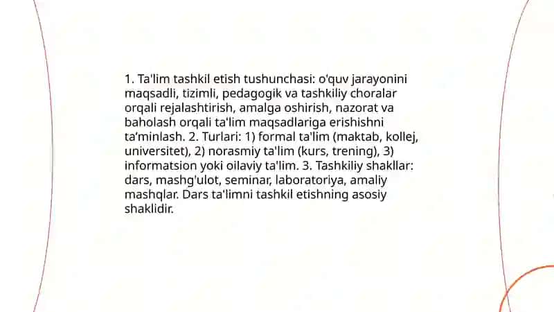 Ta'lim tashkil etish turlari va shakllari 3