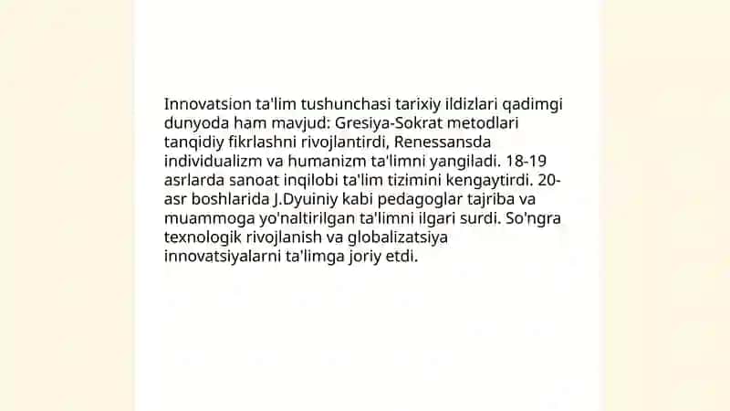 Innovatsion ta'limining rivijlanish tarixi 3